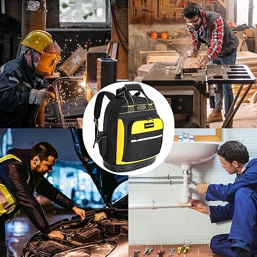 Miniatura 7 de Mochila de herramientas, bolsa de herramientas con bolsillos multiusos, bolsa de herramientas impermeable con correas acolchadas para hombros,