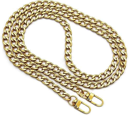 Miniatura 9 de Anvin Correa de cadena plana de 47 pulgadas, cadenas de hierro de repuesto, correas de hombro, cartera cruzada con hebillas de metal para cinturón,