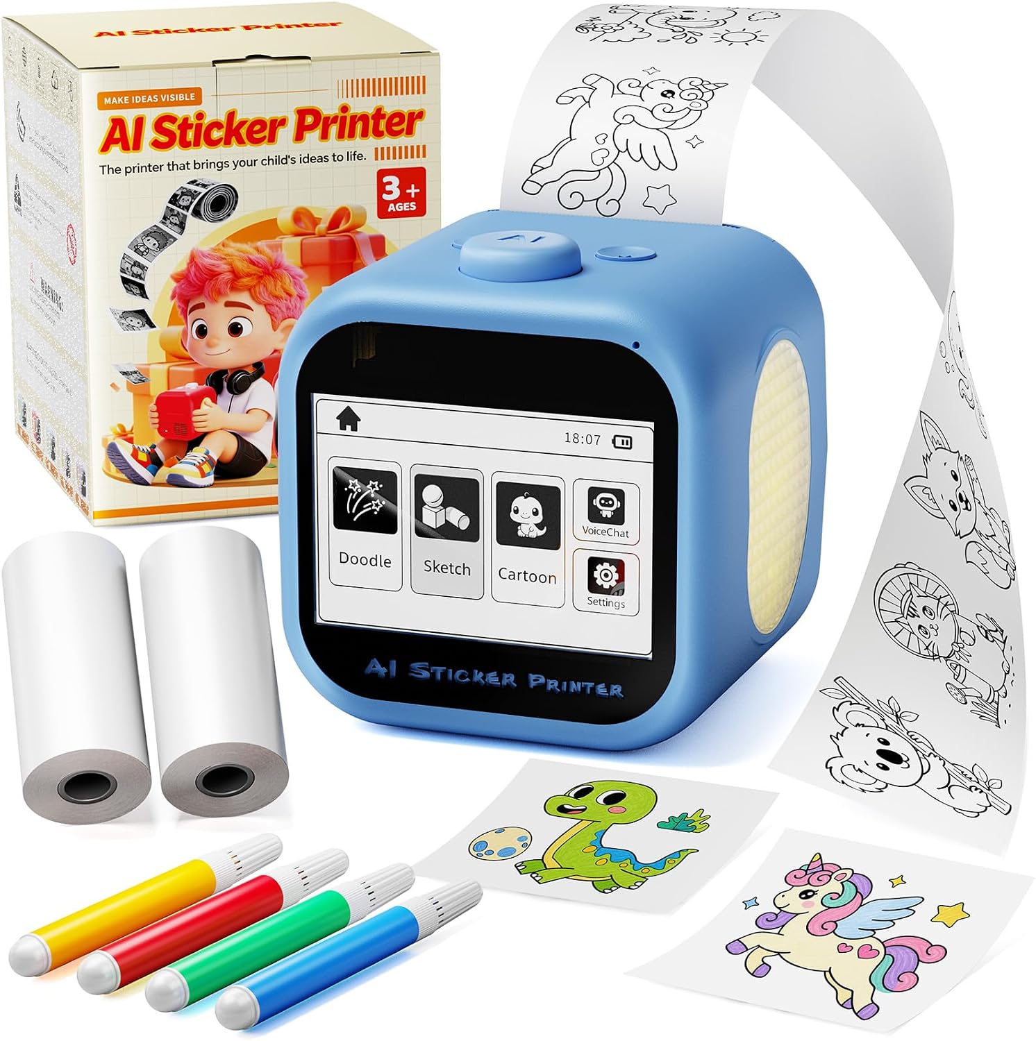 Memoking Sticker Maker Box, Touchscreen AI Sticker Printer with WiFi