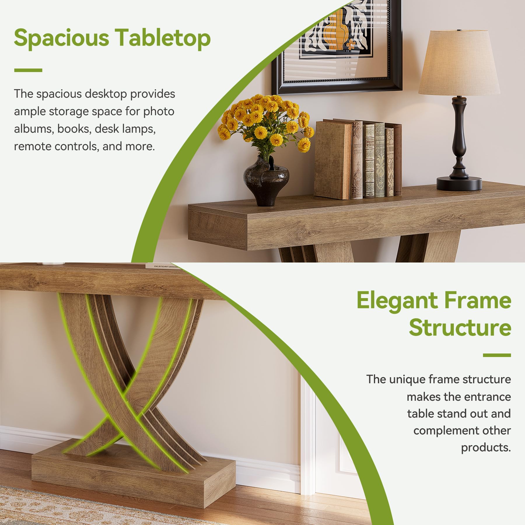 Tribesigns Mesa consola estrecha, 110 x 30 x 85 cm, mesa de sofá con estructura de madera, mesa auxiliar, mesa auxiliar, mesa de pasillo, mesa pequeña exposición, mesa de sofá para espacios pequeños