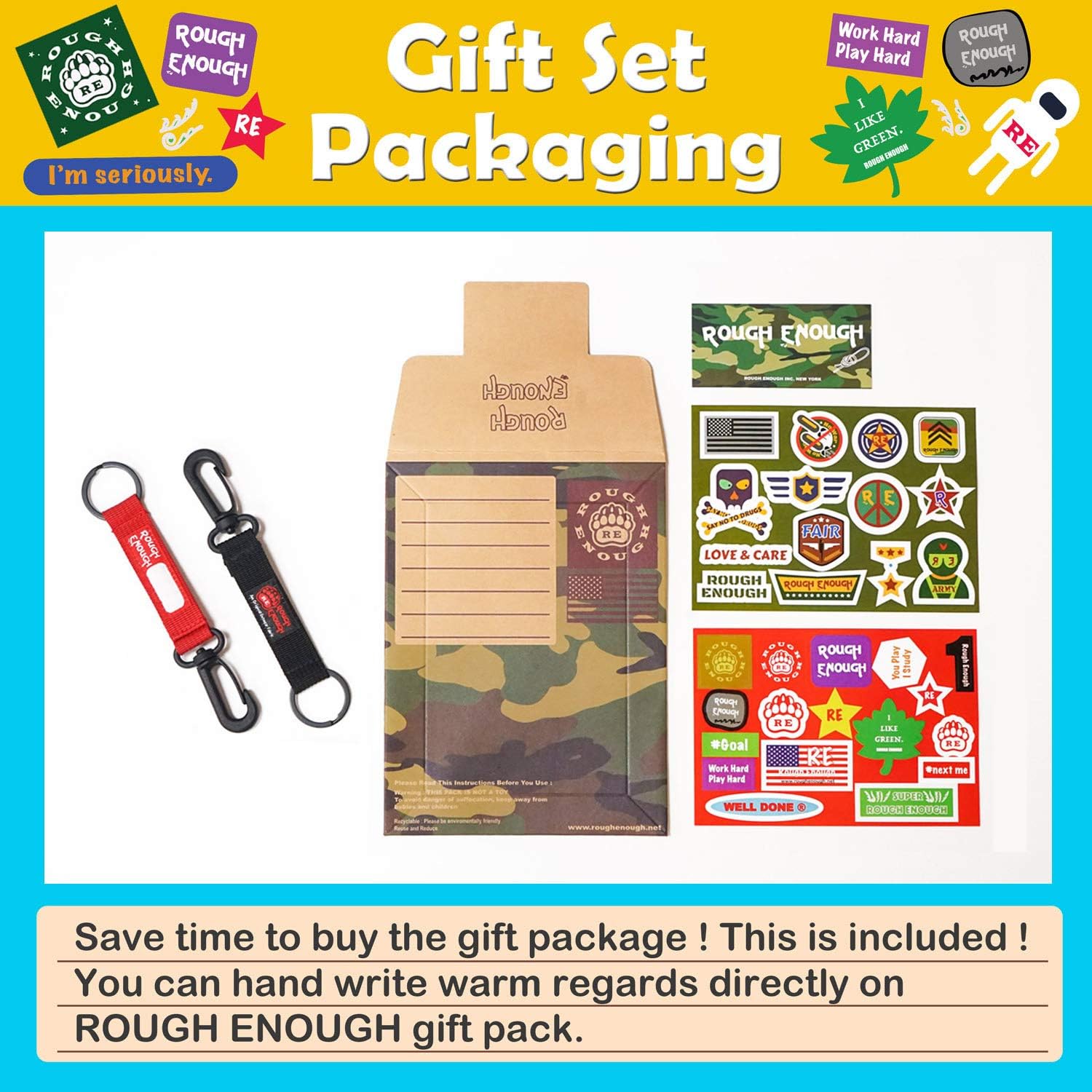 Rough Enough Key Tags with Labels Key Chain Holder Organizer Cute Keychain Ring Entryway Key Rings Set for Women Men Boys Girls Kids for Car Key Fob 2 Pack Home Office Outdoor Sports Small Gifts : Clothing, Shoes & Jewelry