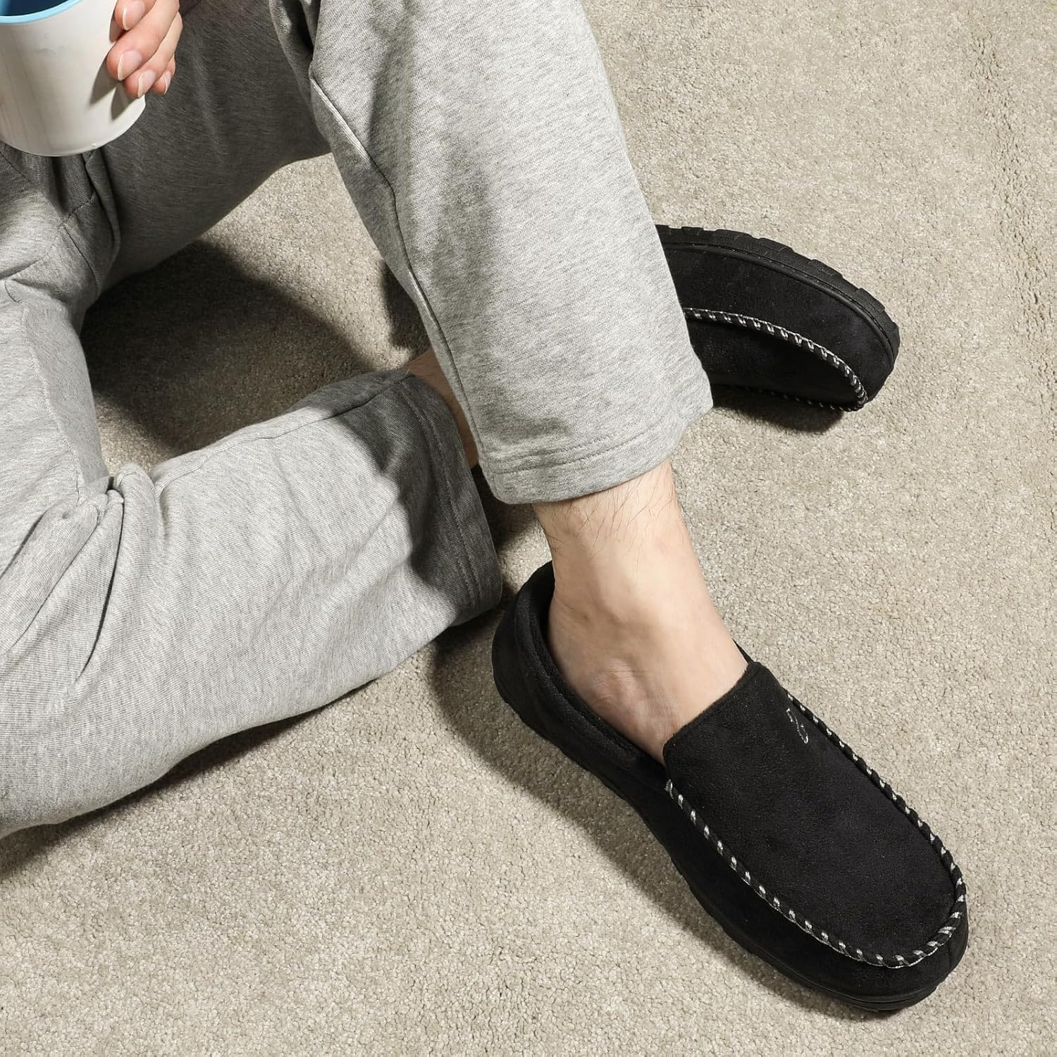 Zizor Men's Moccasin Slippers With Memory Foam, House Shoes for Indoor Outdoor - Image 4