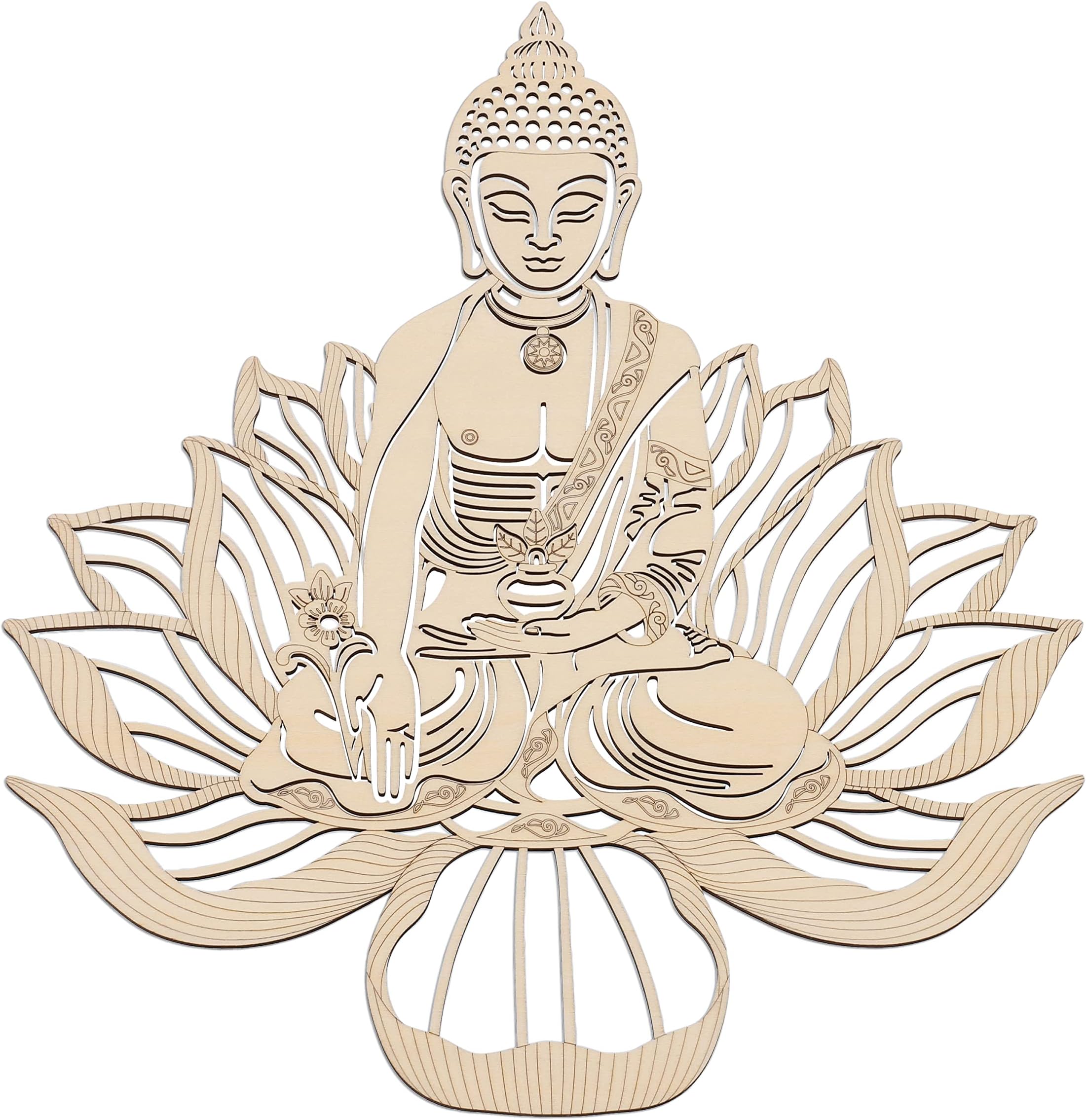 Fourth Level Manufacturing 12” Thai Buddha, Sacred Geometry Wood Wall Art, Zen Home Decor, For Yoga, Meditation, Reiki