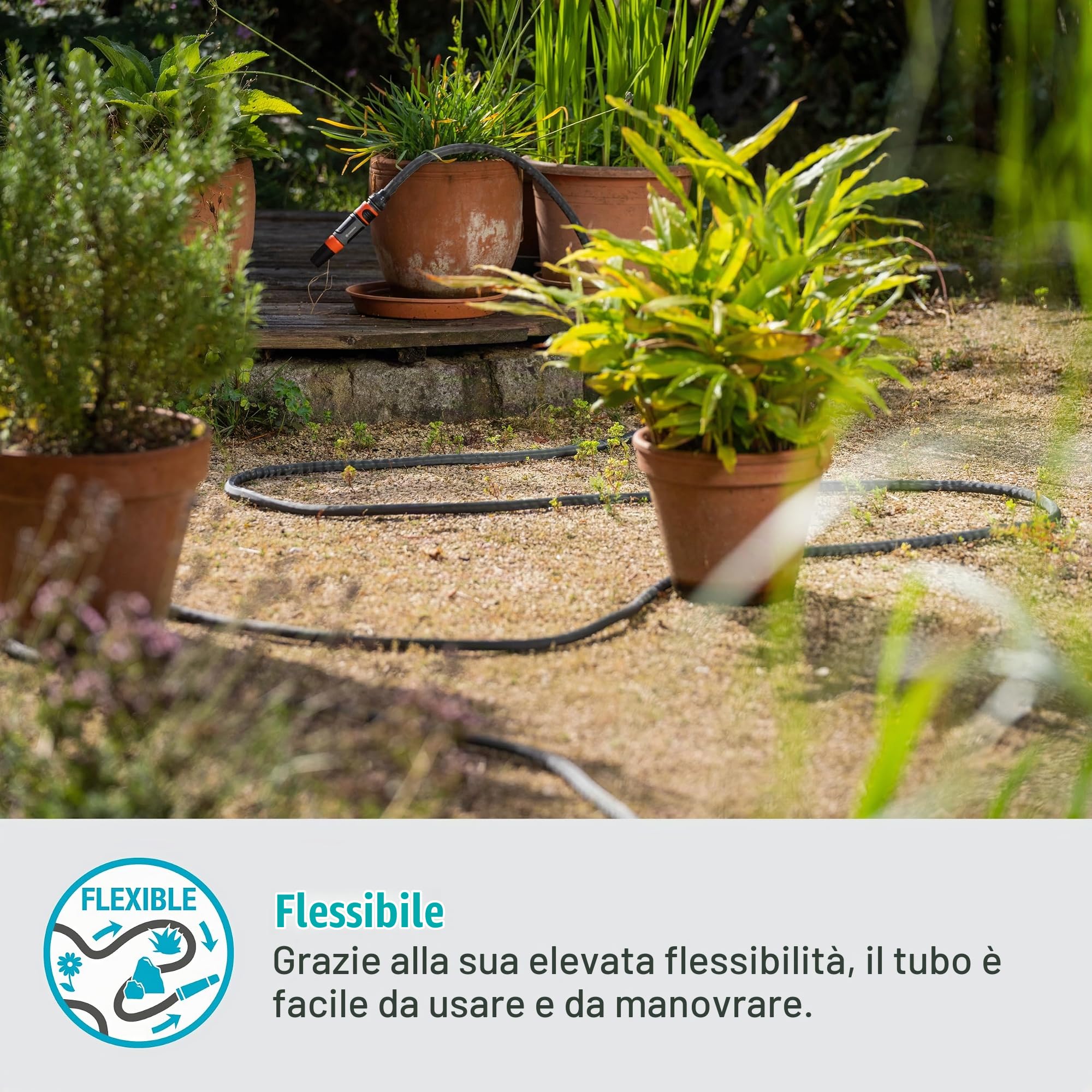 Gardena Liano Life Tubo in tessuto 1/2 pollici, 30 m: tubo da giardino in tessuto molto flessibile, con tubo interno in PVC, non si piega, peso ridotto, resistente alle intemperie (18457-20)