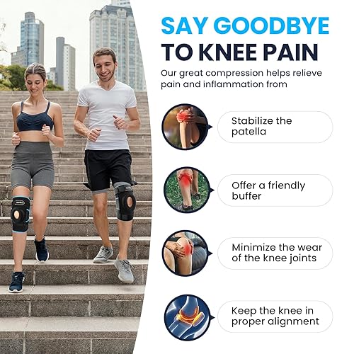 Miniatura 3 de Welnove Rodillera con bisagras para desgarro de menisco soporte para el dolor de rodilla con bisagras de metal, estabilidad para lesiones de LCA