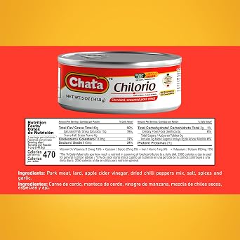 Chata Mexican Pork Chilorio, Seasoned Shredded Pork, 5 oz (6 Pack)