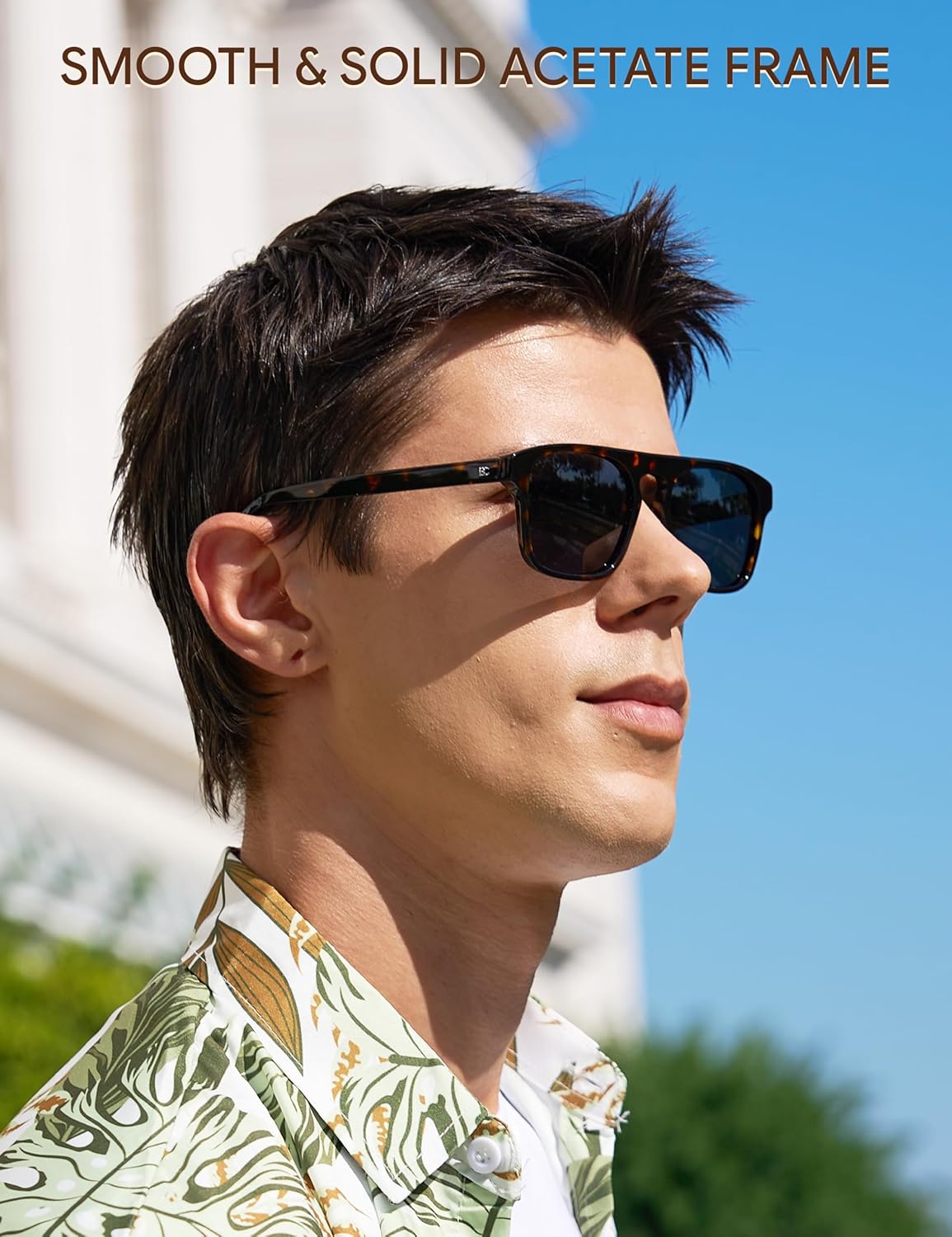 BIRCEN Mens Acetate Polarized Sunglasses: Retro Square Sun Glasses UV400 Protection Anti-Glare Shades for Driving Travel - Image 2