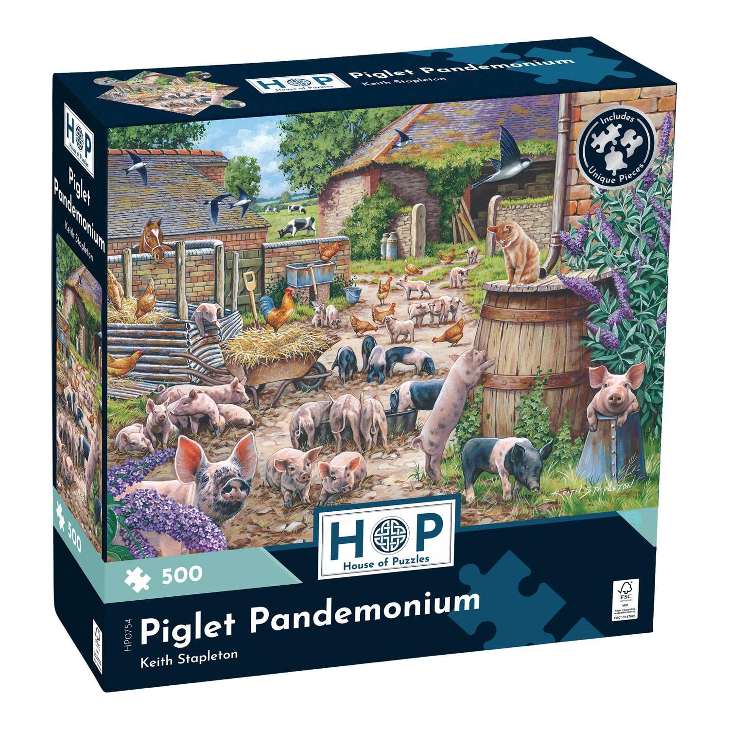 The House of Puzzles Piglet Pandemonium Jigsaw - 500 Piece Jigsaws For Adults, Artist Illustrated, Scenic Landscape, Deluxe Puzzle Gifts — image 1