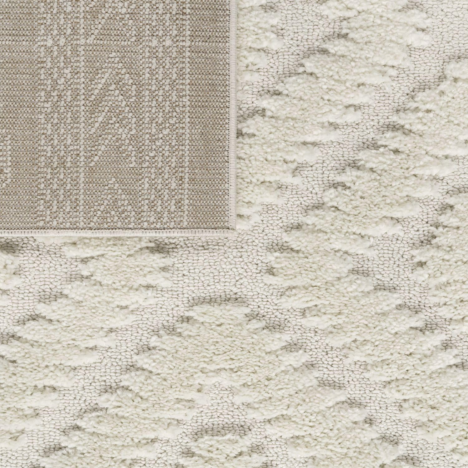 TT Home Wohnzimmer Teppich Hochflor Langflor Schlafzimmer Boho 3D Skandi Design Modern Unifarben, Farbe:Weiß Creme, Größe:200x280 cm