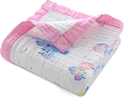 Miniatura 2 de Jay & Ava Manta de muselina de 42 x 42 pulgadas, manta de algodón suave para niño, manta de cama de 4 capas para cuna, manta de recepción grande