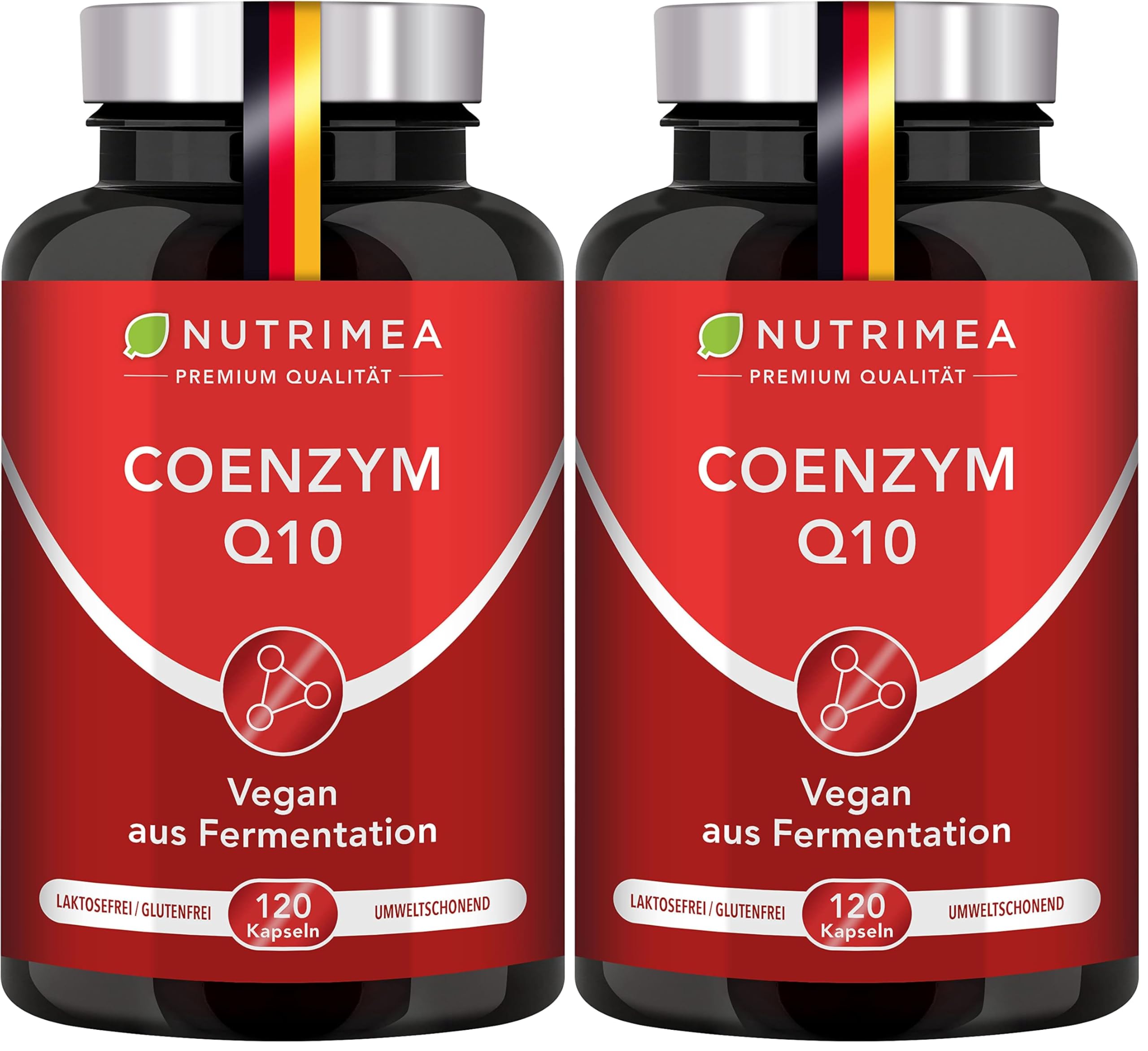 Coenzym Q10 200mg - 120 Vegane Kapseln - Aktive Form - Natürliches Q10 pflanzlicher Fermentation - Nutrimea - Premium Qualität (Packung mit 2)