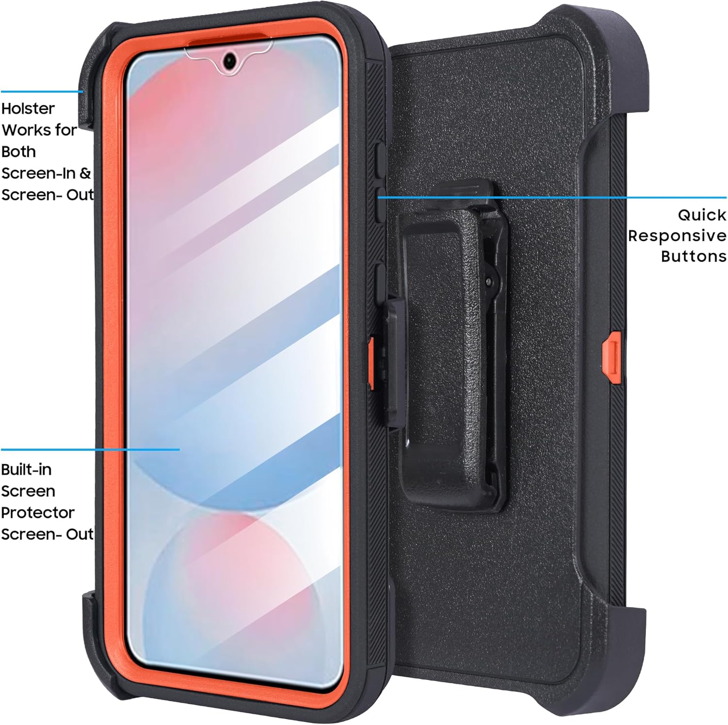 Compatible for Samsung Galaxy A56 5G Case, Built in Screen Protector, Rugged & Durable, with Port Protection, Includes Belt Clip Holster Clip Kickstand (Deer) - Image 3