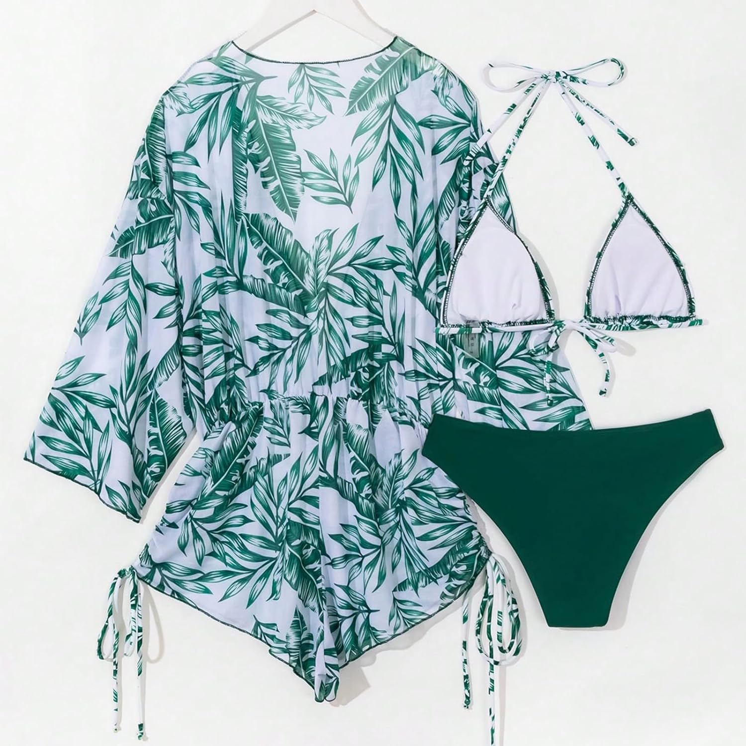 Women's 3 Piece Swimsuit with Cover Up Sexy Triangle Bikini Set Bathing Suit Beach Coverup XS-XXL - Image 6