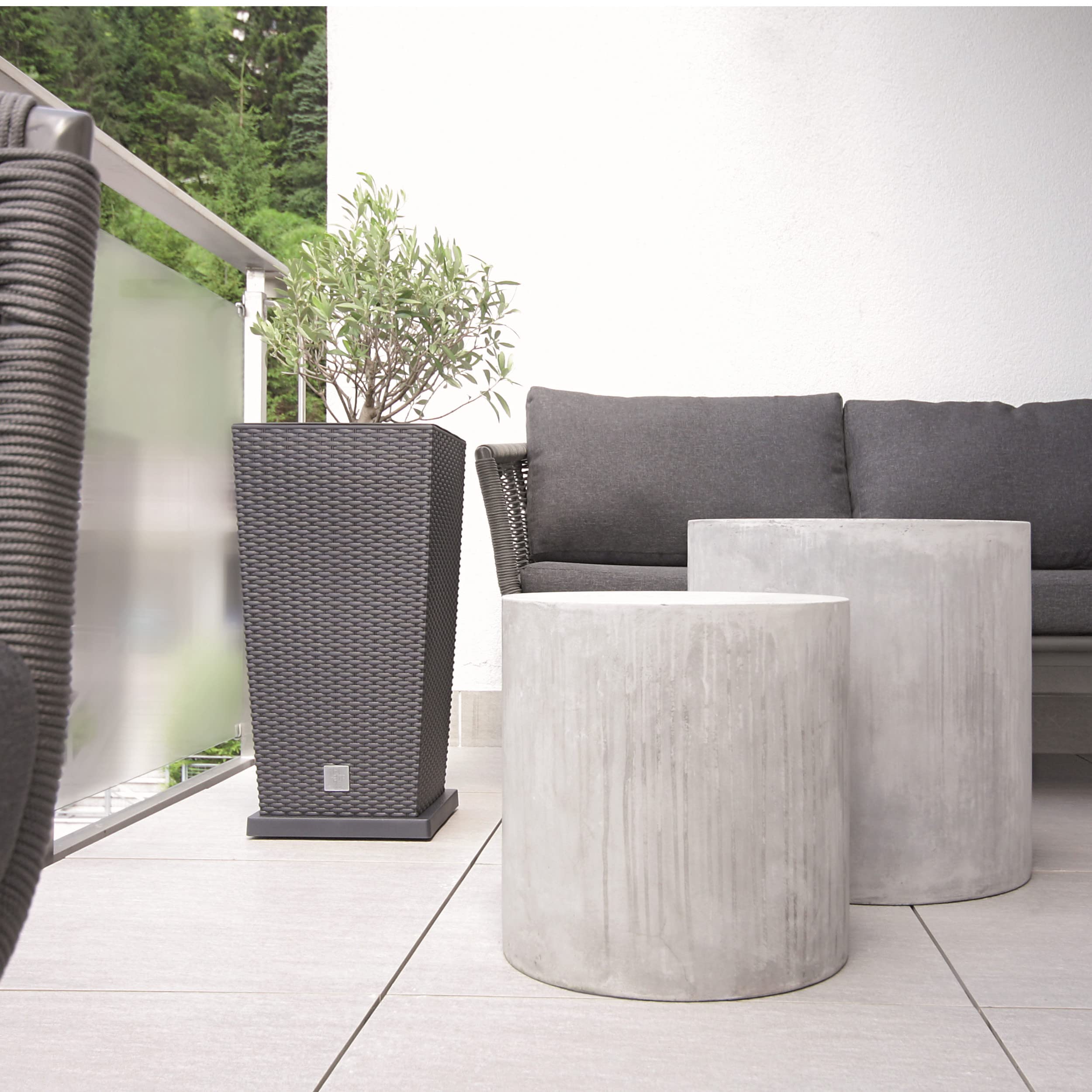 Blumentopf DRTS (32,4 Cm) Aus Kunststoff – Modernes Rattan-Design, Für Innen & Außen