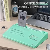 Vista 97 de TOWON Desktop Glass Whiteboard with Basic Calculator, 12 Digit LCD Display, Desk Organizers with Accessories for Office, Home, School Supplies