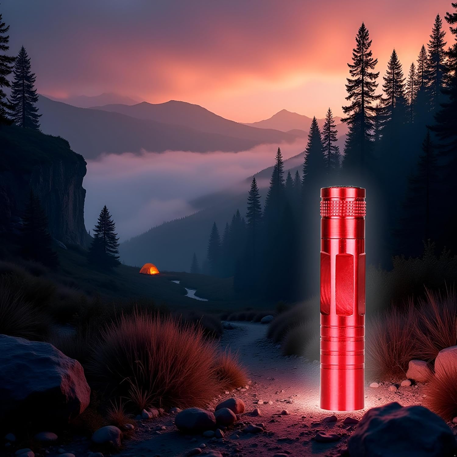 Red Mini Flashlight, High Brightness Water-Proof Portable Outdoor Emergency LED Pocket Flashlight Handheld Flashlights for Cycling, Emergency Small Strong Light Keychain