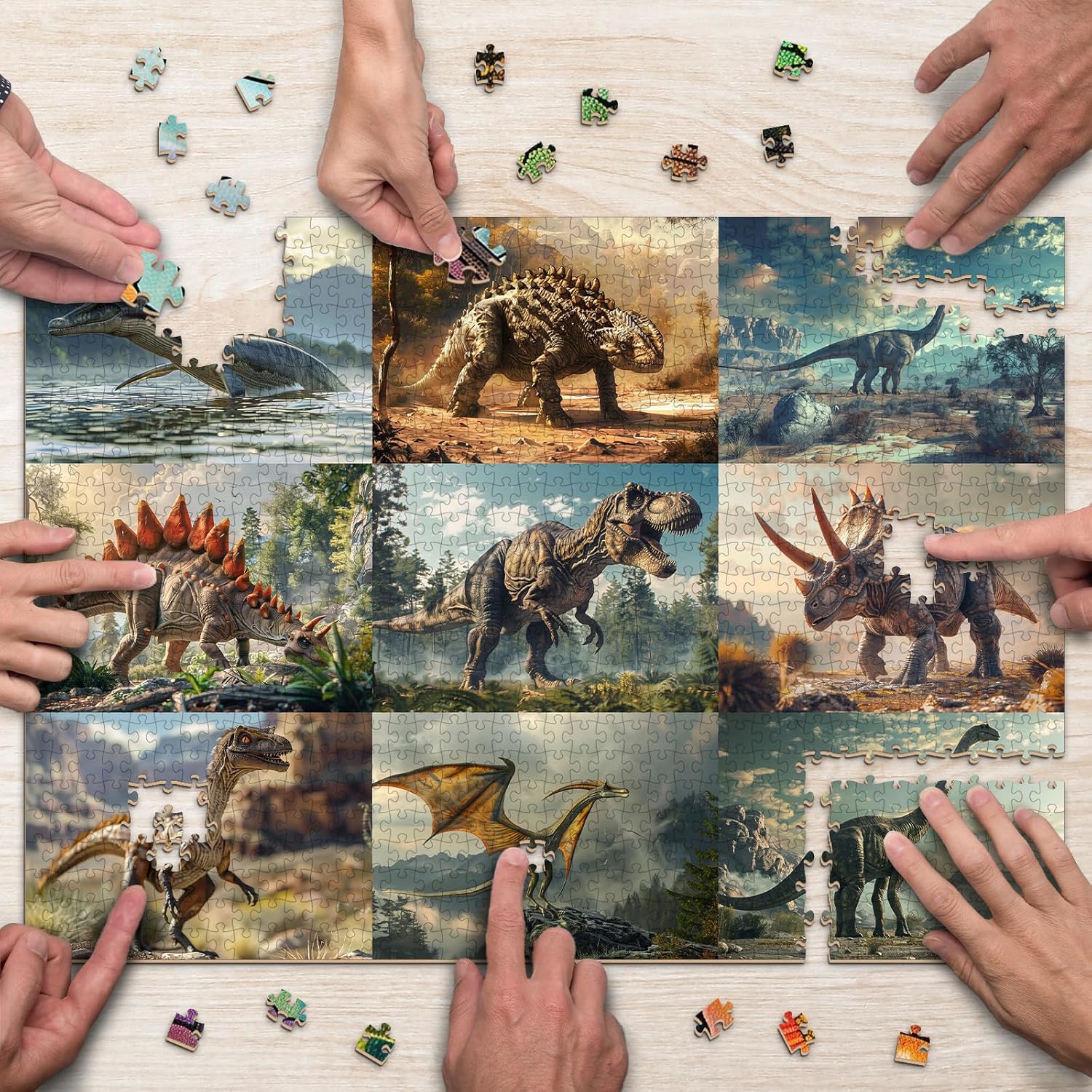 Dinosaur Puzzles for Adults 1000 Pieces, Jigsaw Puzzles 1000 Pieces for Adults, Fun Puzzles with Letters On Back, Challenging Game Toys, Family Decoration Puzzle (19 * 27in)