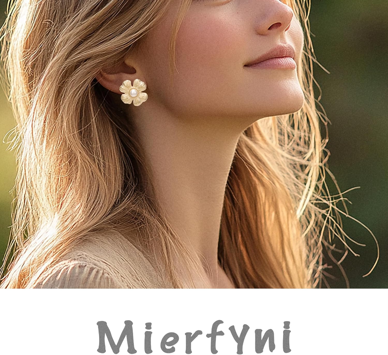 Gold Flower Earrings for Women Big Elegant Floral Statement Flower Stud Earrings - Image 2