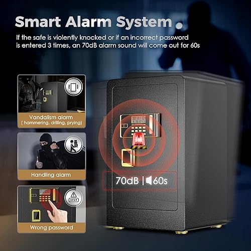 Miniatura 6 de Caja fuerte para el hogar, caja fuerte grande de 4.2 quilates, impermeable, doble llave de seguridad digital con bolsa ignífuga, caja de seguridad