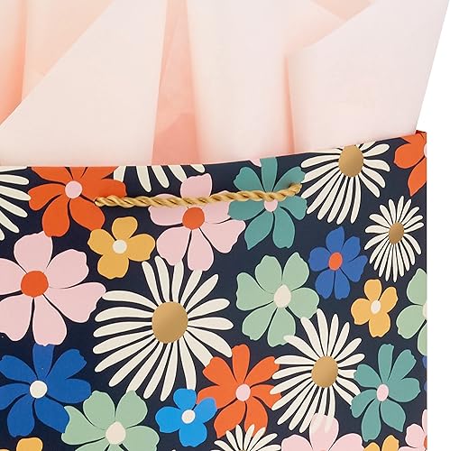 Miniatura 5 de Hallmark Bolsa de regalo grande de 13 pulgadas con papel de seda y tarjeta de cumpleaños, 135, negro, rosa, salvia, amarillo