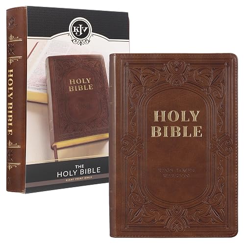 KJV Holy Bible, Giant Print Standard Size Faux Leather Red Letter Edition - Ribbon Marker, King James Version, Medium Brown (KJV Standard GP Editions)