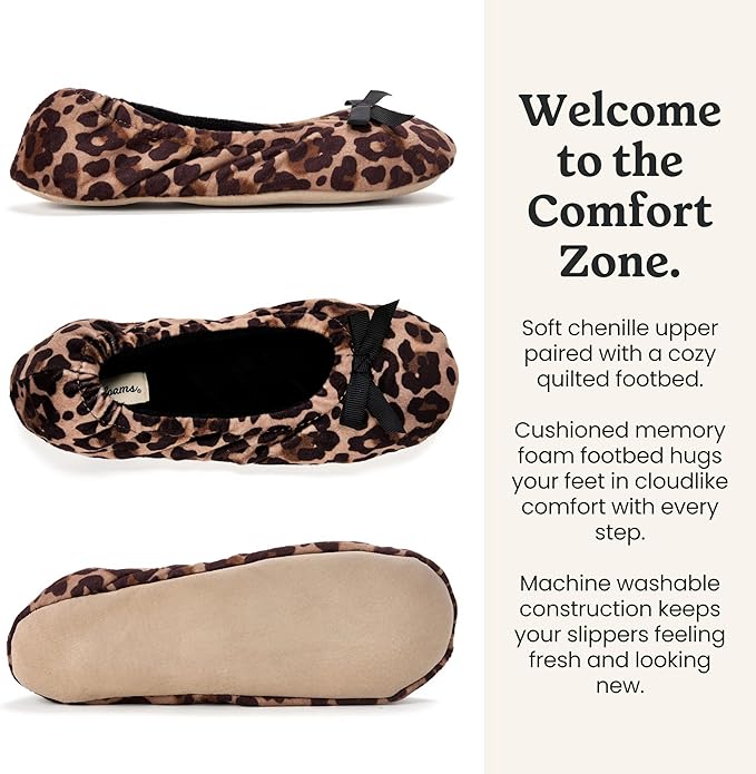 Dearfoams Mujer Bailarina Leopard Suela de Gamuza miniatura 4