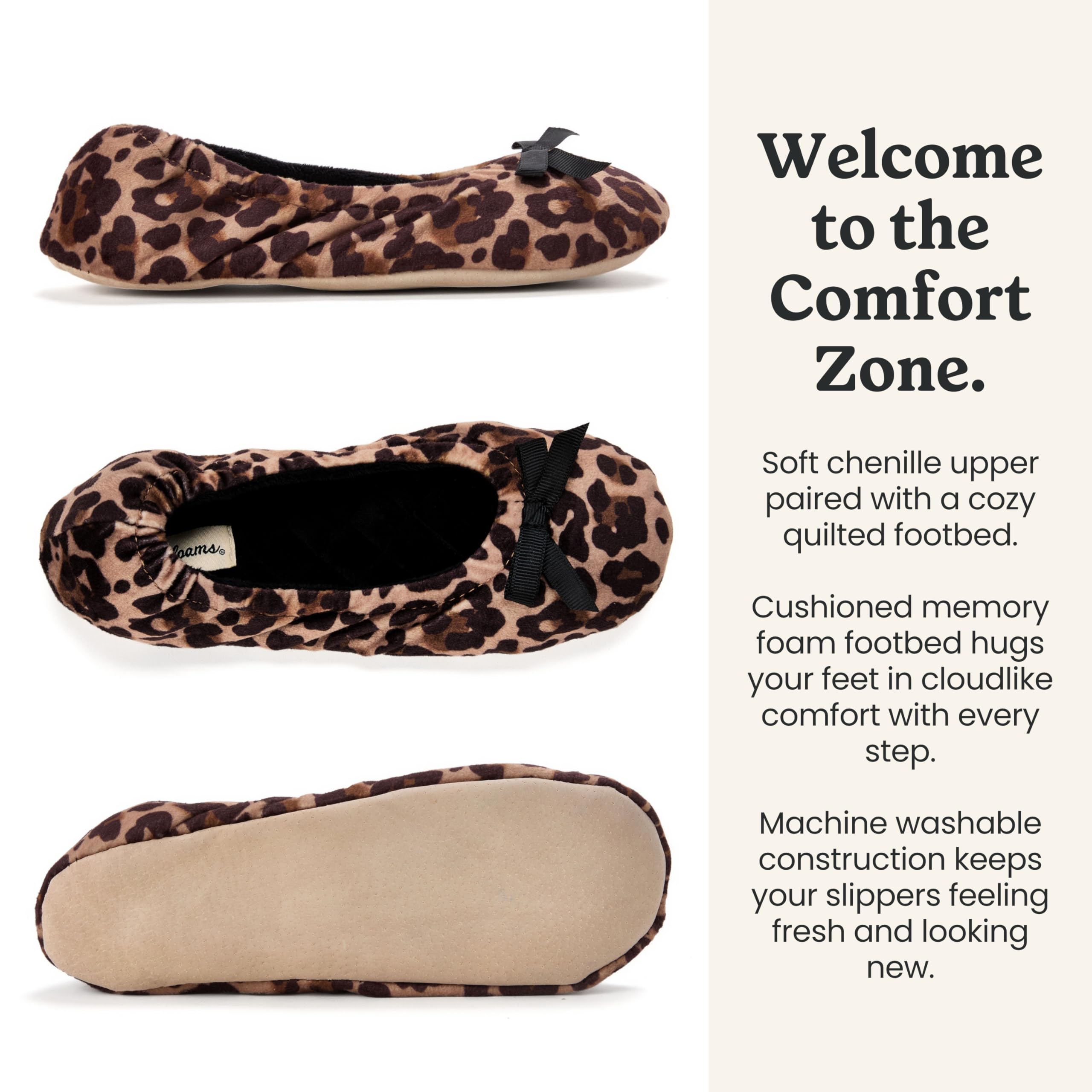 Dearfoams Kobiety Layla Ballerina With Suede OutsoleKapcie