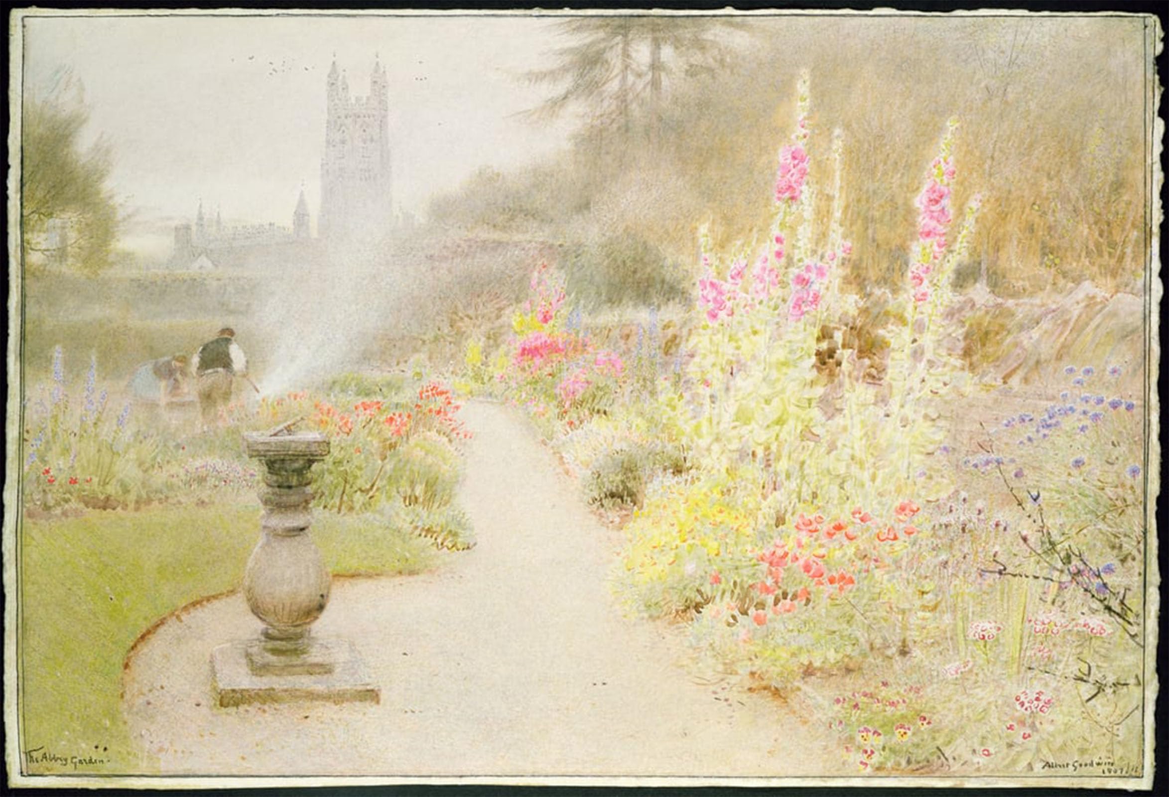 ARTXLXXBN Famous Prints Artwork Pictures Poster Painting Art the Abbey Garden by Albert Goodwin Artwork Landscape Pictures for Home Decor 60x90cm