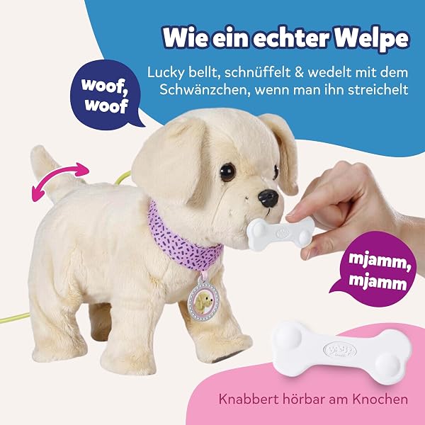 BABY Born Mein Hund Lucky mit 5 verschiedenen Funktionen, für Kinder ab 3 Jahren, funktioniert mit Batterien, 835869 Zapf Creation - 5