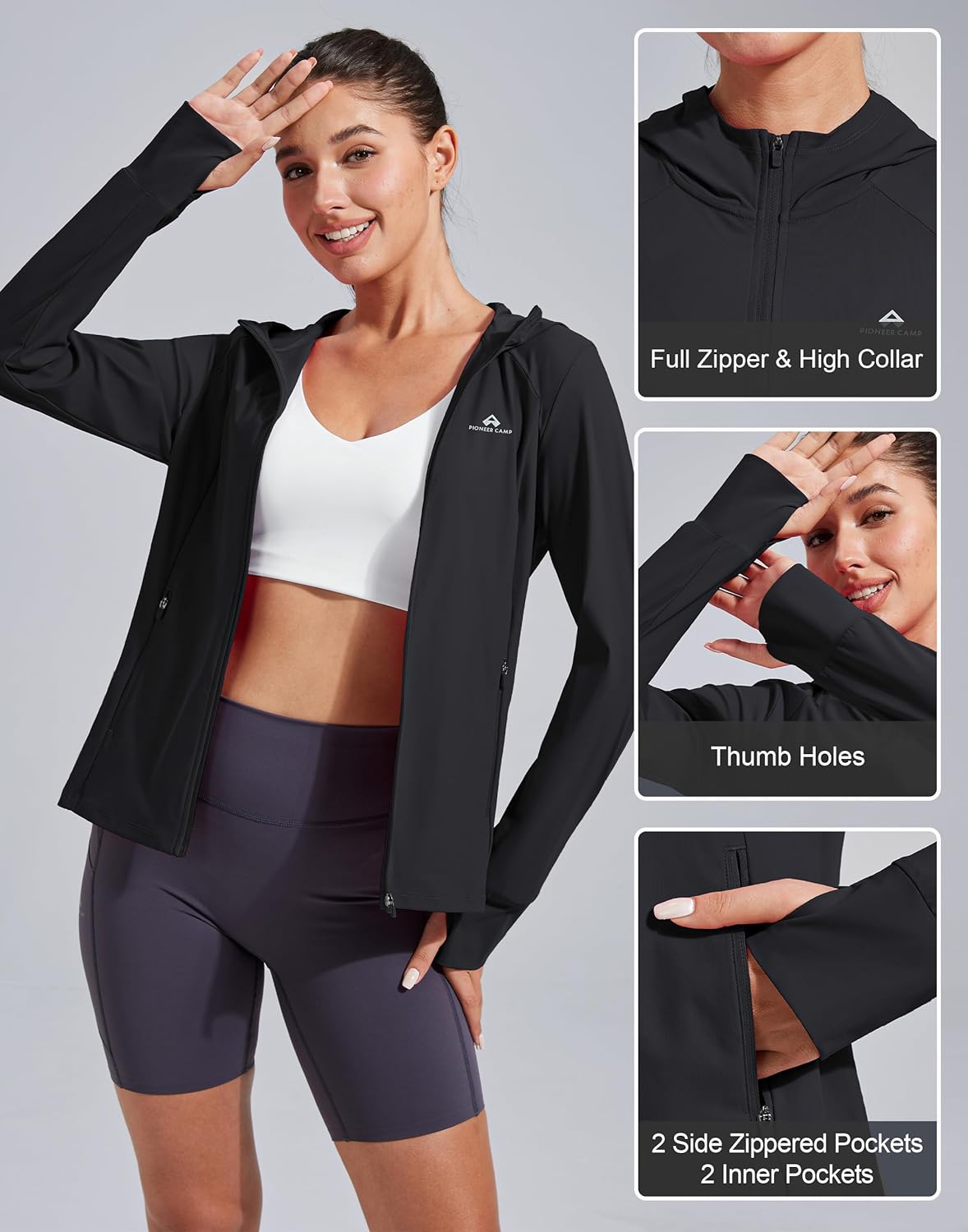 Pioneer Camp Women's UPF 50+ UV Sun Protection Jacket Hooded SPF Cooling Sun Shirt Lightweight Hiking Fishing Summer Clothing - Image 6