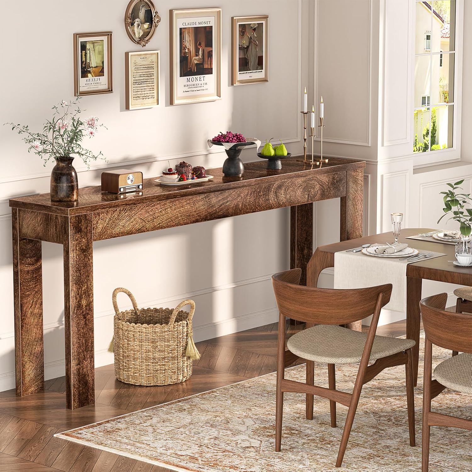 Armocity Console Table, 47" Farmhouse Wood Entryway Table, Sofa Tables Narrow Long Behind Couch, Entry Table for Entrance, Hallway, Living Room, Cracked Oak