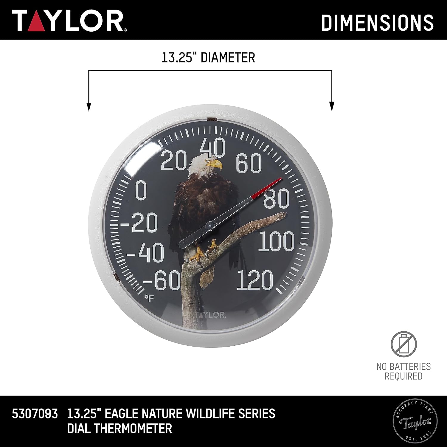Taylor 13.25 Inch in/Out Dial Wall Thermometer - Eagle