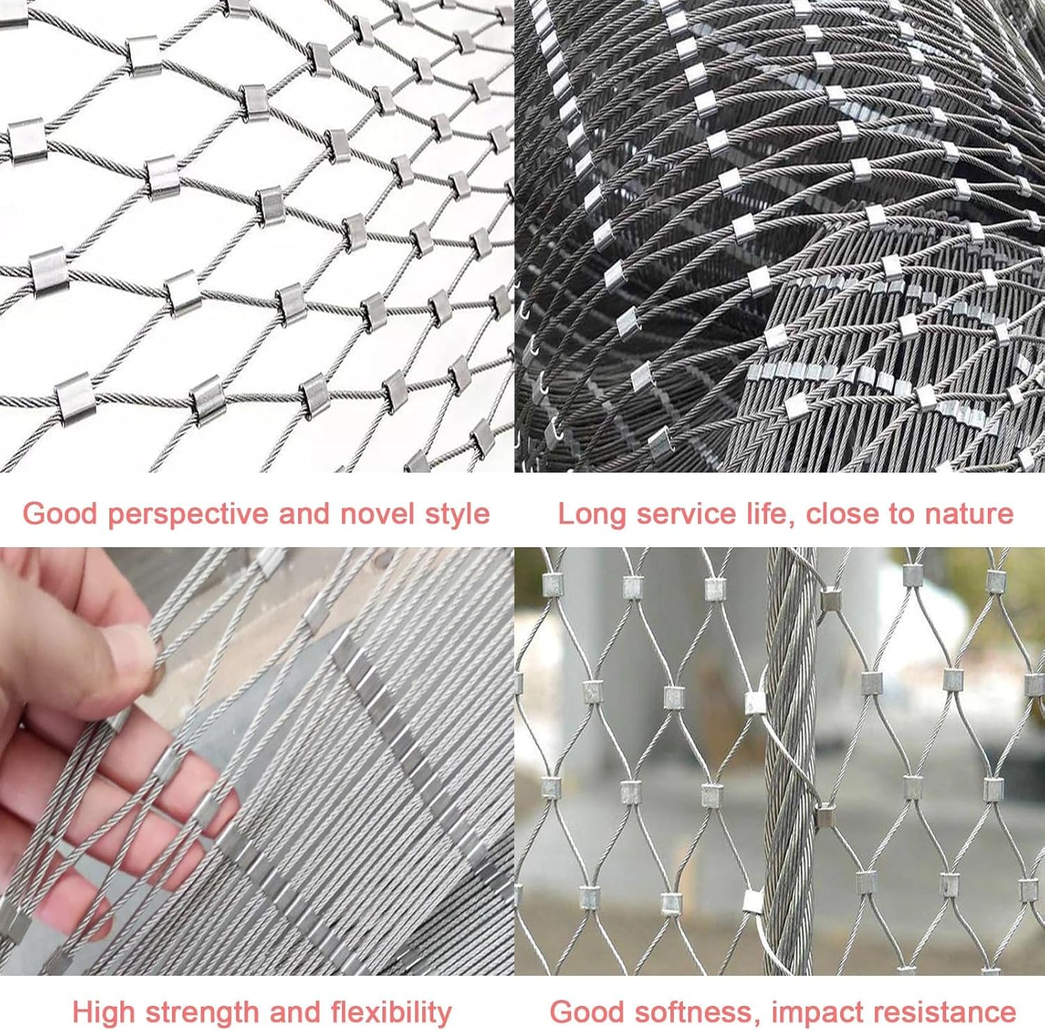 Barandilla de Malla de Alambre de Acero Inoxidable 304, Malla de Cable Flexible, Valla de protección contra caídas for escaleras de balcón (tamaño: Alto 1,2 x Largo 3 m)