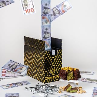 Luxe Billionaire Explosion Gift Box with Music, Dubai Cake & Caramels by Send A Cake – Ready to Gift, No Assembly Needed – Unique Birthday Gift for Women, Men, Mom, Dad, Friends, Adults, Kids