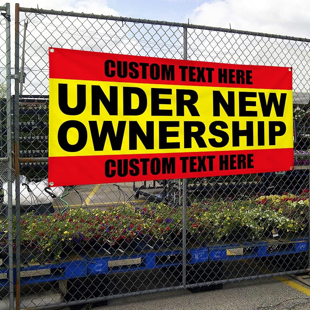 Custom Vinyl Banner Multiple Sizes Under New Ownership Business P2 Under New Ownership Outdoor Weatherproof Industrial Yard Signs 4 Grommets Personalized Text Here 16x40Inches