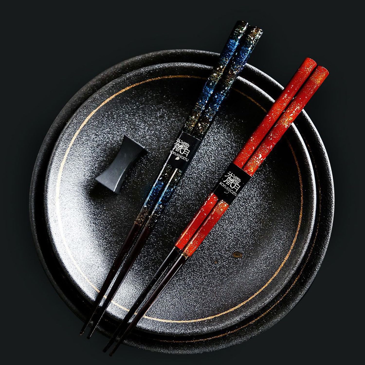 Baguettes pour débutants, Baguettes en métal, Baguettes japonaises Faites à la Main, Motif Ciel étoilé, Ensemble de Baguettes pour la Maison