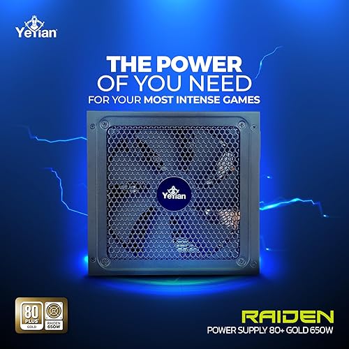 Miniatura 8 de YEYIAN Raiden - Fuente de alimentación de 650 W, semimodular, certificado 80+ Gold, ventilador ultra silencioso de 4.724 in, fuente de alimentación