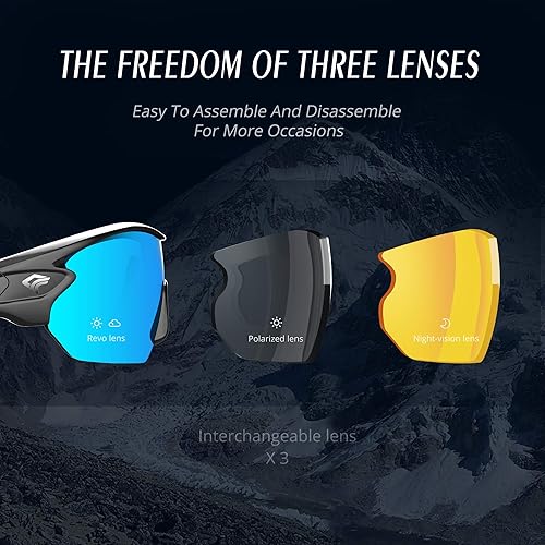 Miniatura 3 de Gafas polarizadas deportivas para sol Torege con 5 lentes intercambiables para hombre y mujer para ciclismo correr conducir pesca golf béisbol TR002