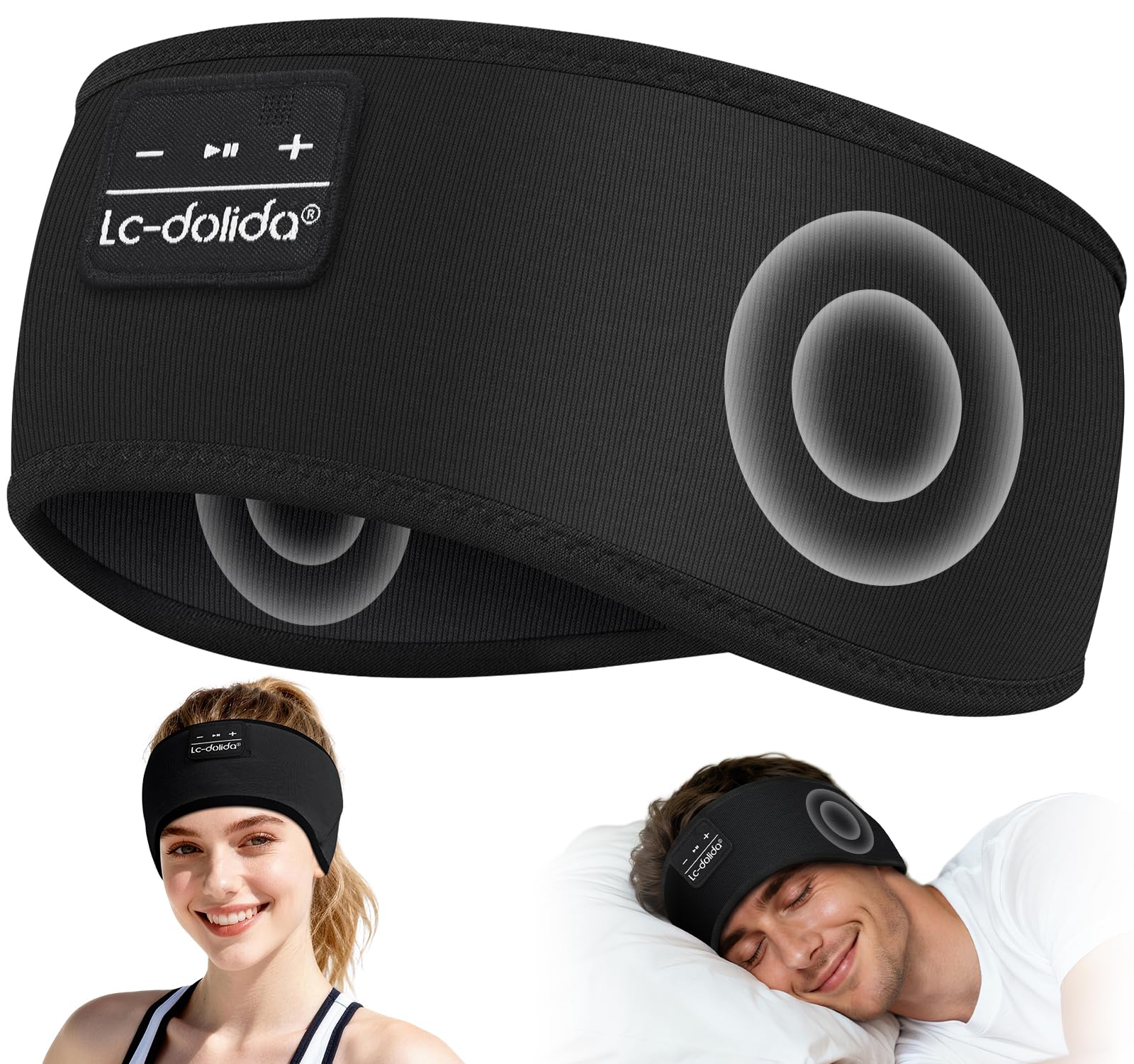 LC-dolida Schlafkopfhörer Bluetooth Stirnband Kopfhörer, Schlafkopfhörer Seitenschläfer Schlaf zum Kopfhörer 15+ Std Playtime Schlafstirnband mit HiFi-Stereo für Sport Training,Joggen,Yoga,Reisen