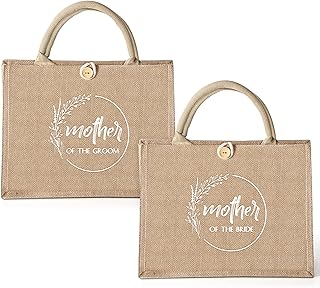 Coume 2 Pcs Mother of Bride Groom Bags Wedding Bridal Shower Gifts Burlap Jute