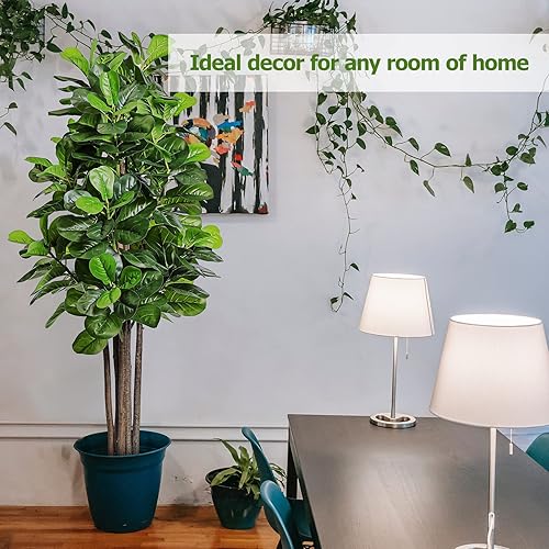 Miniatura 3 de Keeplush Árbol de higo de hoja de violín sintético de 72 pulgadas, 6 pies de alto con 168 hojas, 6 troncos de árboles, plantas artificiales grandes,