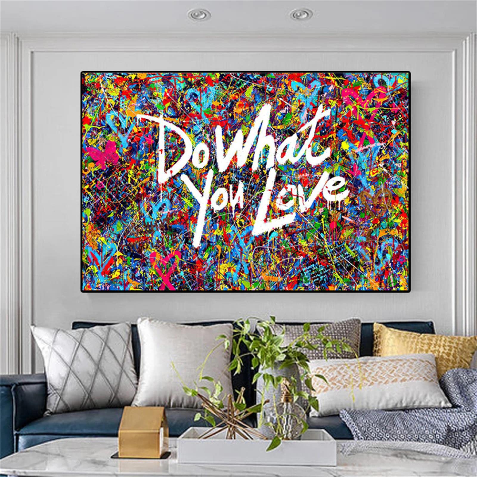 Guying Art Frameless Do What You Love Inspirational Posters And Prints Graffiti Love Heart Wall Art Canvas Painting For Fashion Home Decor 50X70cm(20X28in)