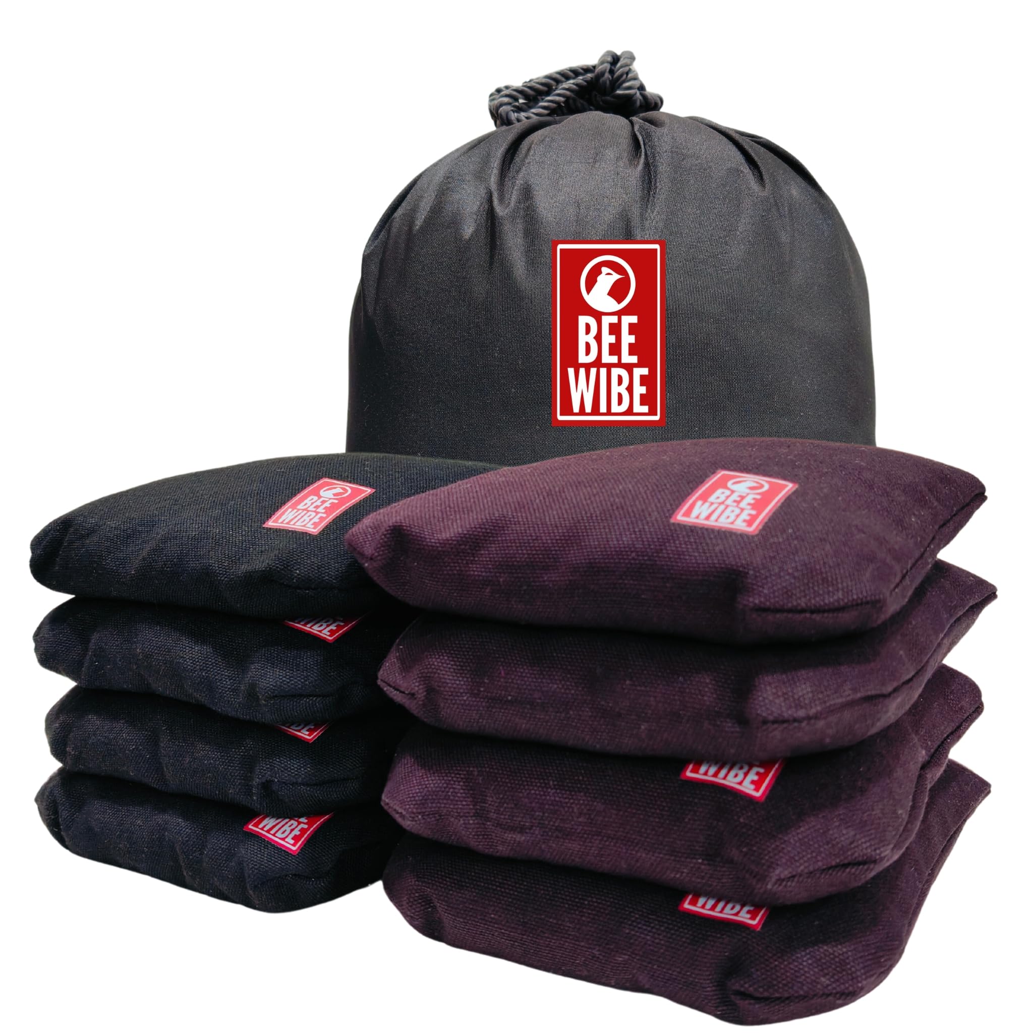 Set of 8 Regulation Cornhole Bags Double Sided, Weather Resistant Bean Bags for Cornhole Toss Game, Corn Hole Beans Bags with Tote Bag. (Brown/Black)