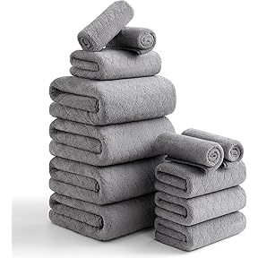 Casa Platino 100% Cotton Turkish Towel Set for Bathroom - 18 Pcs - Super Soft, Quick Dry & Highly Absorbent - 6 Bath, 6 Wash Cloth, 6 Hand Towels - Hotel Quality, Durable & Easy Care - Ultimate Grey