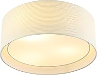 Vista 11 de WINGBO Lámpara de techo moderna de 15.7 pulgadas de montaje empotrado con 3 luces con tela y pantalla de doble tambor acrílica para dormitorio, sala