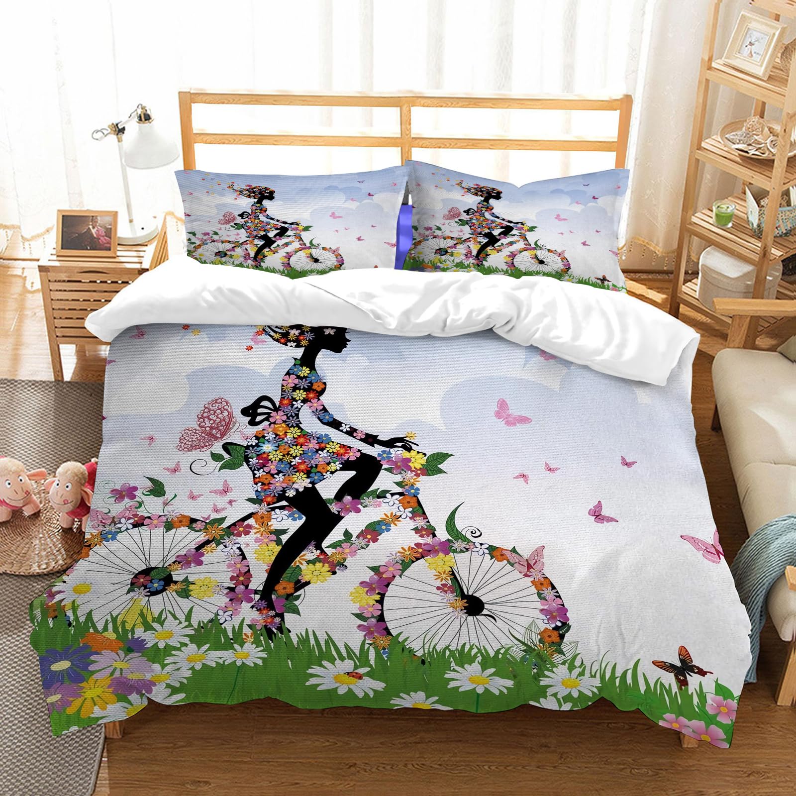 Ensemble de literie vélo en plein air en été pour une chambre fraîche et épurée
