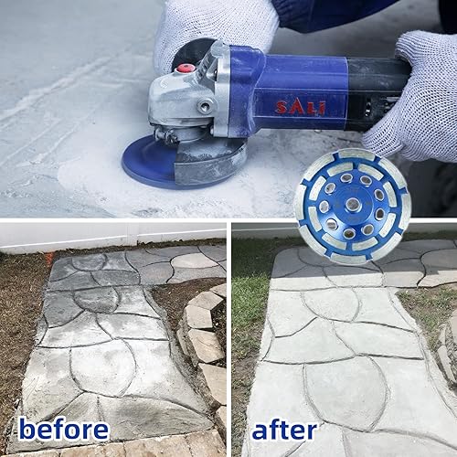 Miniatura 5 de SALI Muelas abrasivas de hormigón de 4.5 pulgadas, 3 piezas, 16 segmentos de diamante turbo, árbol 5/8-11, rueda abrasiva de diamante apta para