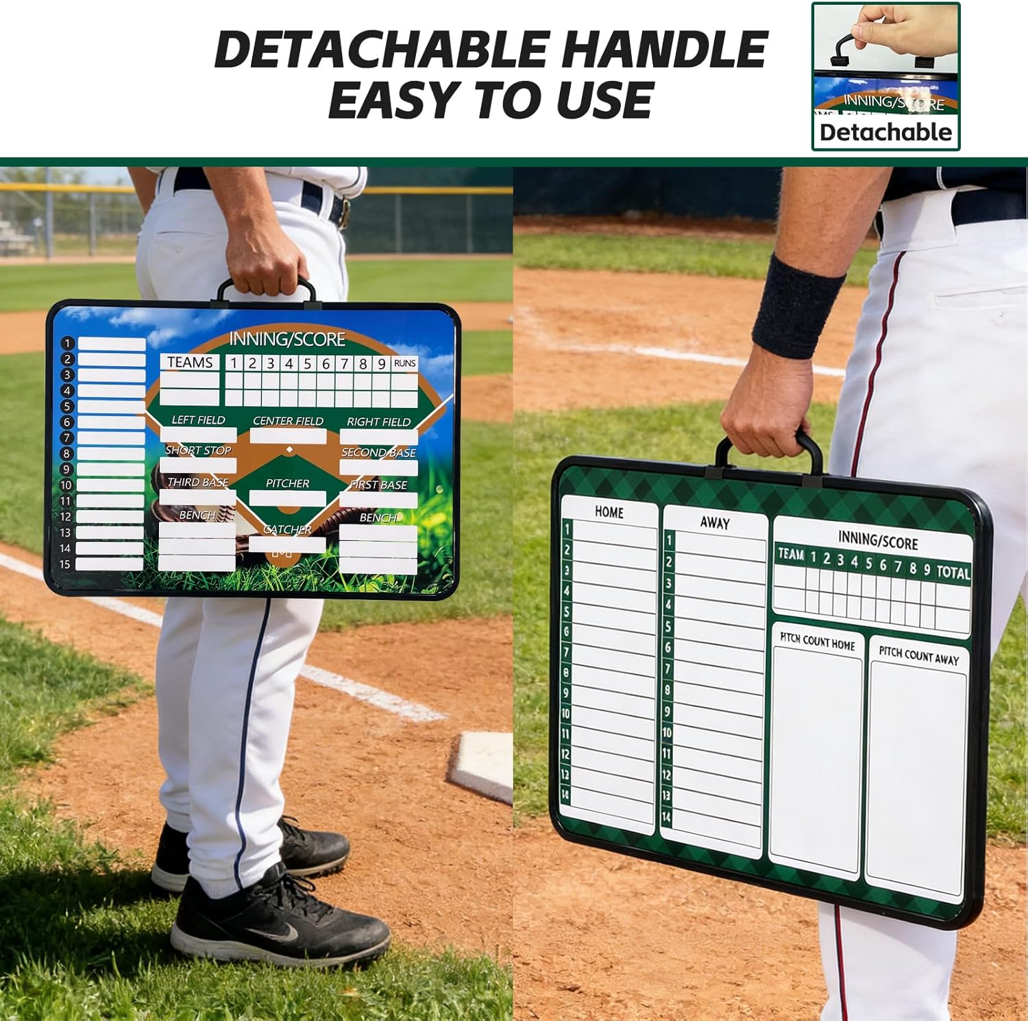 JIANNA Portable Baseball Coach Board Set with Detachable Controller | All-in-One Handheld Double-Sided Tactics & Scoreboard, Anti-Scratch HD