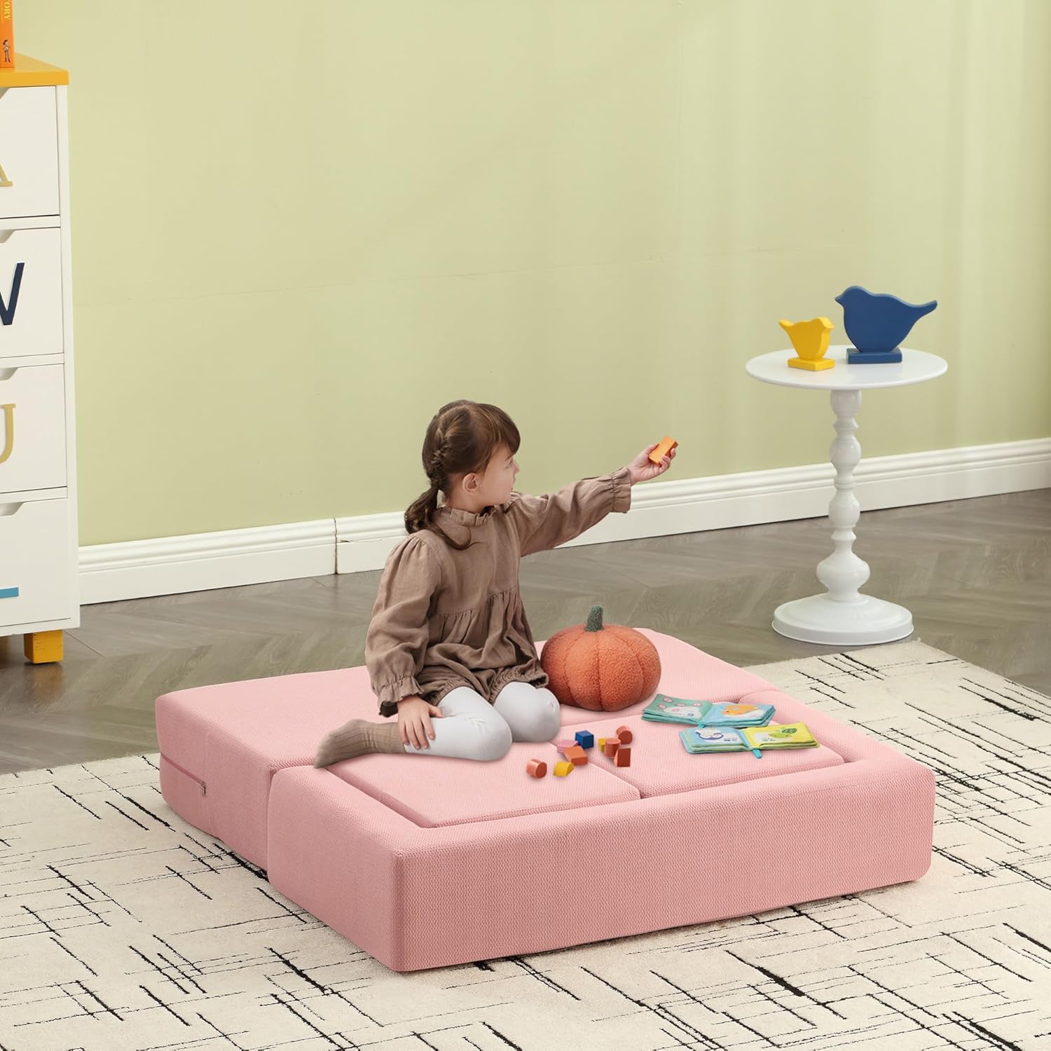 Kids Couch - Modular Kids Sofa for Toddler and Baby Playroom/Bedroom Furniture Removable Cover
