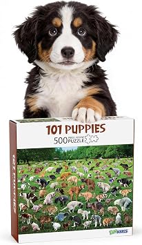 Funwares Original 101 Puppies Funny 500 Piece Jigsaw Puzzle for Adults and Kids Hilarious Gag Gift for Dog Lovers and White Elephant